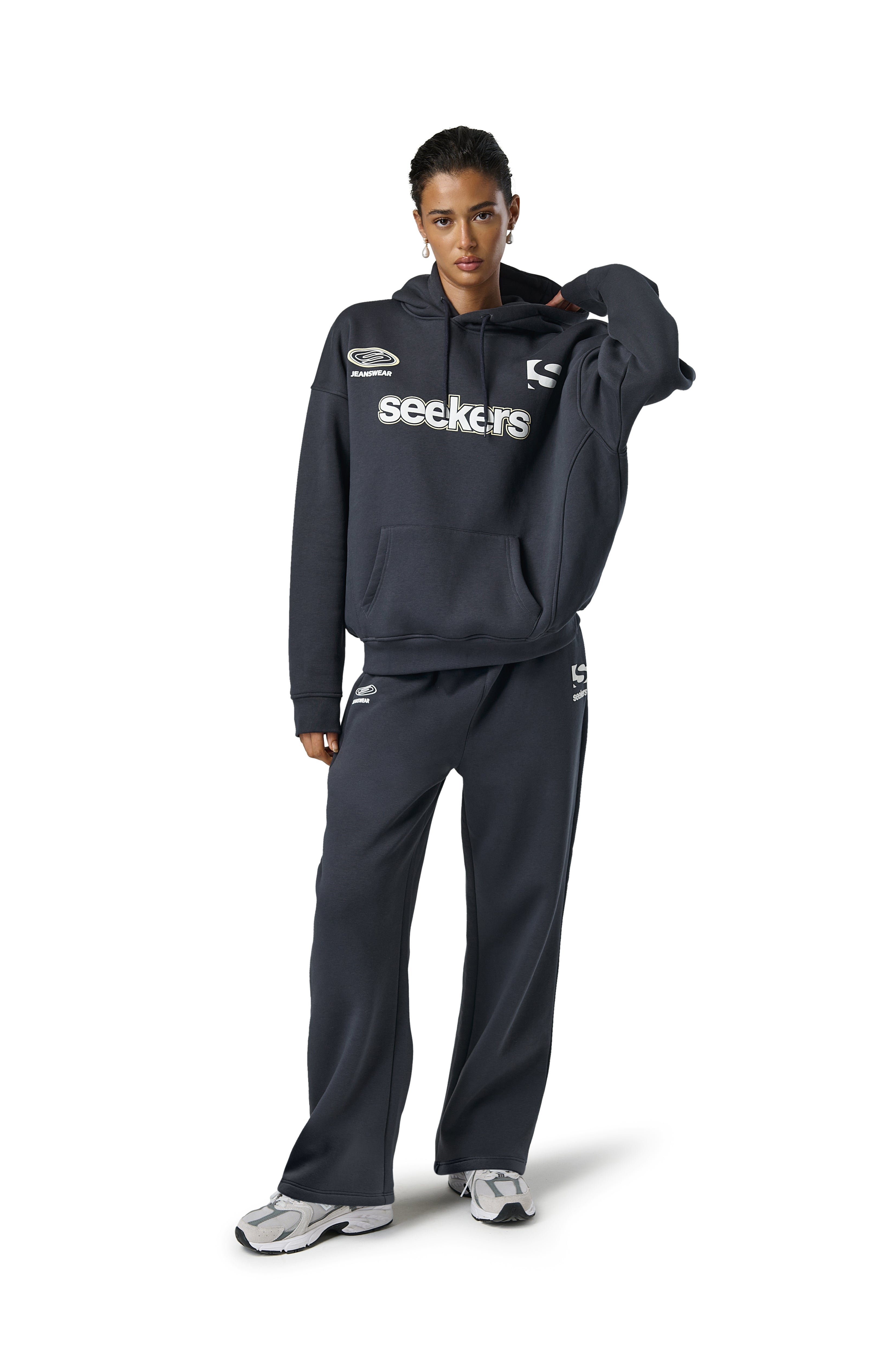 Model Iman is 5'8 and wears size S.